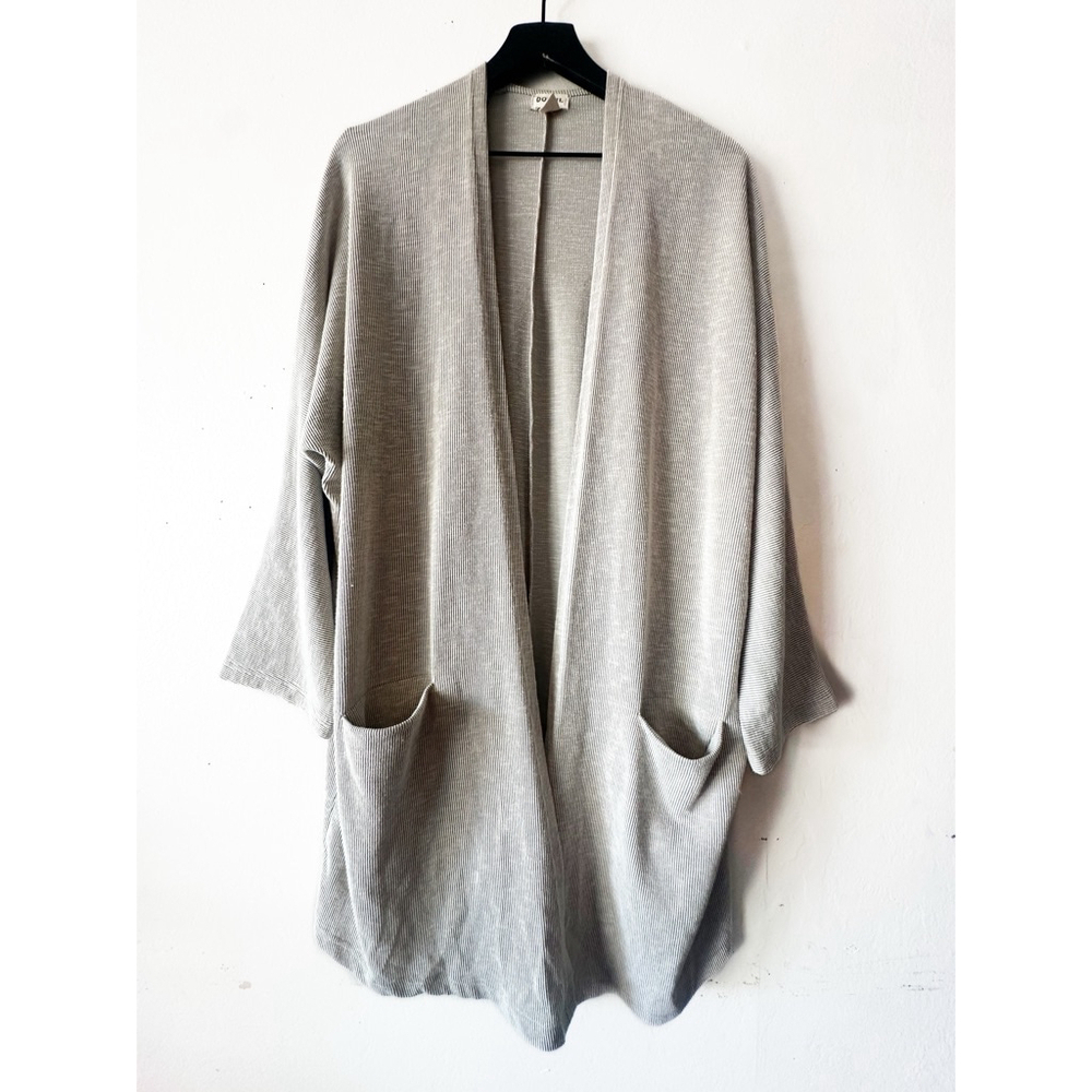 Donni Ribbed Open Sweater Cardigan Kimono Women’s OSFA Gray